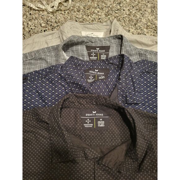 Lot 4 Steves Jeans Shirts Mens 4X  Short  Sleeve Cotton Mixed Pattern Casual - Picture 1 of 15